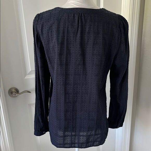 Talbots Black Label Swiss Dot Navy Popover NWOT SX L Cotton - Picture 6 of 8